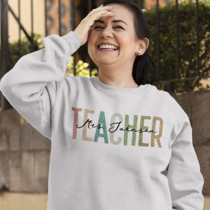 Sweatshirt Appréciation de l'enseignant rétro Femmes Nom pers