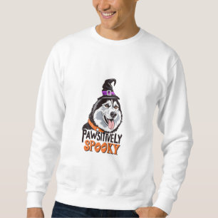 Sweatshirt Aquarelle à Éffrayant de goût Halloween Chien Husk