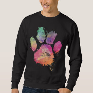 Sweatshirt Aquarelle Empreinte de patte chien chat Rainbow Ab
