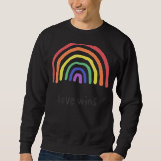 Sweatshirt Aquarelle L'amour gagne Rainbow Peinture Typograph