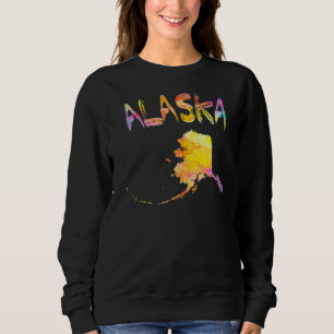 Sweatshirt Aquarelle multicolore Alaska State Map Art numériq