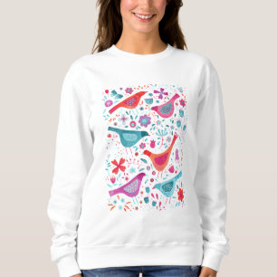 Sweatshirt Aquarelle Oiseaux et fleurs
