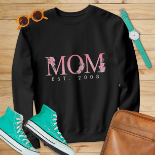 Sweatshirt Aquarelle Rose personnalisée Floral Maman