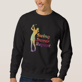 Sweatshirt Aquarelle Swing Jurer Répéter Golf Golfing
