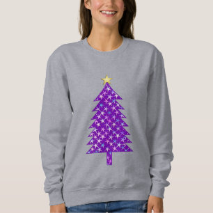 Sweatshirt Arbre de Noël minimaliste moderne en étoiles viole