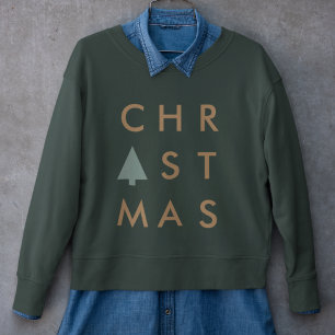 Sweatshirt Arbre de Noël Vert et or minimaliste moderne