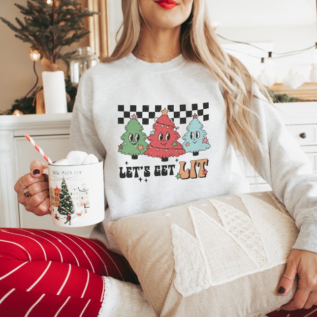 Sweatshirt Arbres de Noël rétro Laissons-nous s'éclairer (Créateur téléchargé)