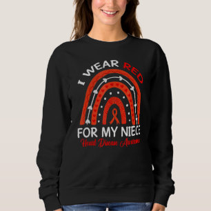 Sweatshirt Arc-en-ciel Je Porte Le Rouge Pour Ma Maladie Coeu