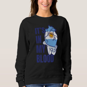 Sweatshirt Argentine Coeur Sang Veines Drapeau main Argentine