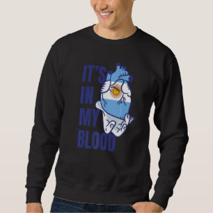 Sweatshirt Argentine Coeur Sang Veines Drapeau main Argentine