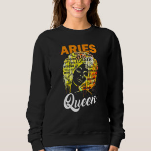 Sweatshirt Aries Queen Black Woman Afro cheveux naturels Afri