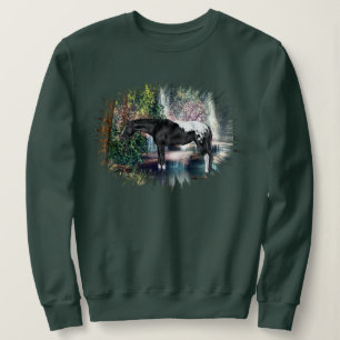 Sweatshirt Arrière - plan de chute d'eau Black Appaloosa Hors