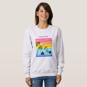 Sweatshirt Art africain, Tropical Summer Sunset Sailing