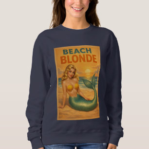 Sweatshirt Art de sirène pin-up blonde de plage Vie côtière r