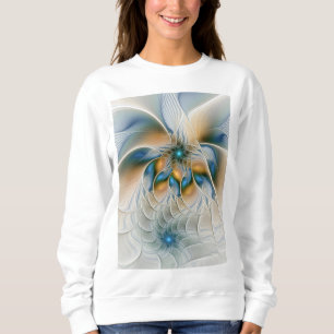 Sweatshirt Art fractal abstrait et aérien avec du bleu
