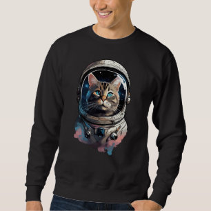 Sweatshirt Astronaut Chat Dans L'Espace Aquarelle Art