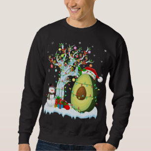 Sweatshirt Avocado Fruit Xmas Arbre Éclairage Santa Hat Avoca