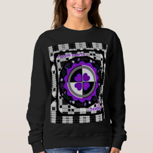 Sweatshirt B&W Purple Hearts Beating