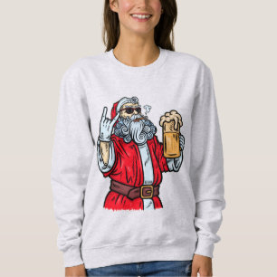 Sweatshirt Bad Père Noël, Rock, Bière et Cigar