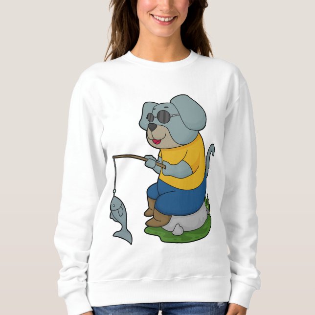 Sweatshirt Baguette de pêche du chien (Devant)