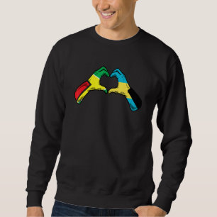 Sweatshirt Bahamas Guyana Drapeau Bahamiens Guyanais Cœur 1