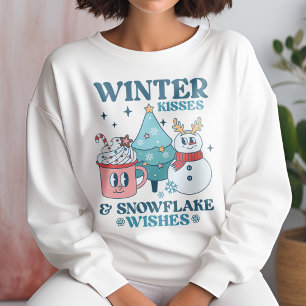 Sweatshirt Baisers d'hiver mignon et voiles de neige hiver