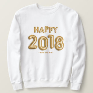 Sweatshirt Ballons Gold Foil Happy 2018 Personnalisé