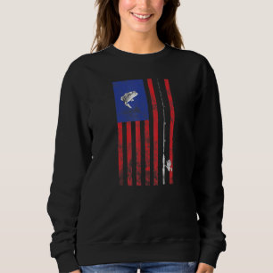 Sweatshirt Bass American Flag Pêche Poteau Vintage