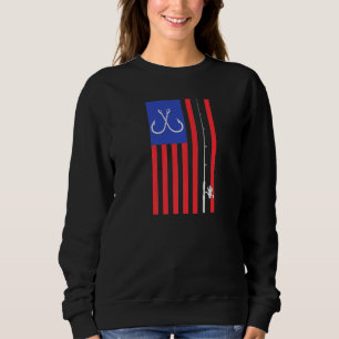 Sweatshirt Basse Pêche Poteau Américain Drapeau Couleur