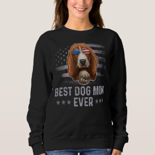 Sweatshirt Basset Hound Maman Vintage Américaine Drapeau Patr