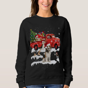 Sweatshirt Beagle équitation Camion Rouge Joyeux Noël Noël X