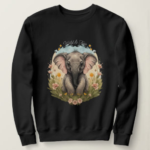 Sweatshirt Bébé mignon Eléphant Calf Fleur sauvage Wanderlust