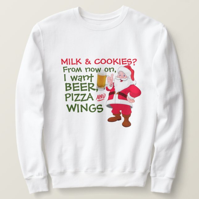 Sweatshirt Beer Lover Père Noël Pizza & Wings : Fantastique N (Design devant)