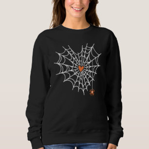 Sweatshirt Belle araignée Web Cobweb Coeur Halloween Orange 1
