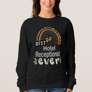 Sweatshirt Best Hotel Receptionist Ever - Leopard arc-en-ciel