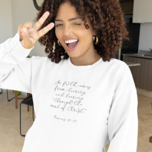 Sweatshirt Bible Verse Romans Écriture Femme Blanche