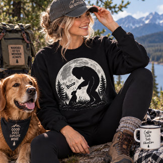 Sweatshirt Bigfoot Boop Drôle de Cryptide Lune Forêt Noir