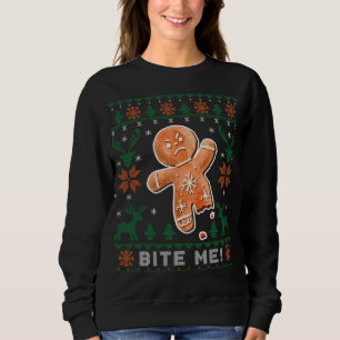 Sweatshirt Bite Me Gingerbread Homme - Drôle Vilain Noël Swe