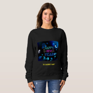 Sweatshirt Black & Blue Midnight Sparkle Neon Glow Nouvel An