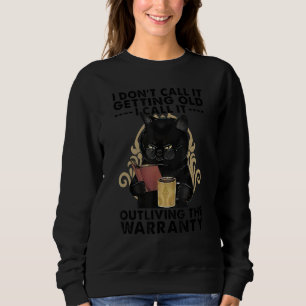 Sweatshirt Black Cat Boire Du Café Je L'Appelle Dehors De La