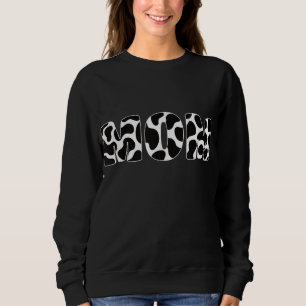 Sweatshirt Black White Maman Vache Imprimer Motif animal esth