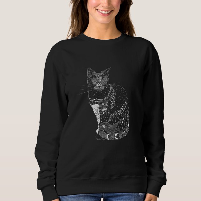 Sweatshirt blanc de chat (Devant)