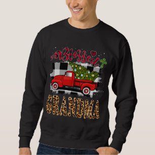 Sweatshirt Blessé Camion Rouge Plaid Xmas Tree Grand-mère Fam