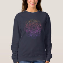 sweatshirt bleu foncé de l'arc en ciel Mandala