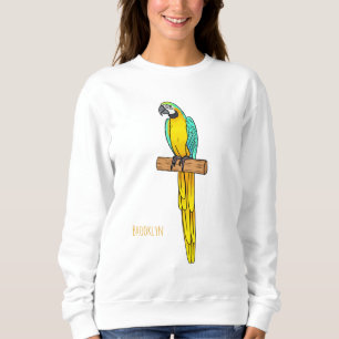 Sweatshirt Blue-and-yellow macaw bird cartoon illustration