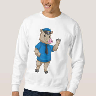 Sweatshirt Boar en tant qu'officier de police avec casquette