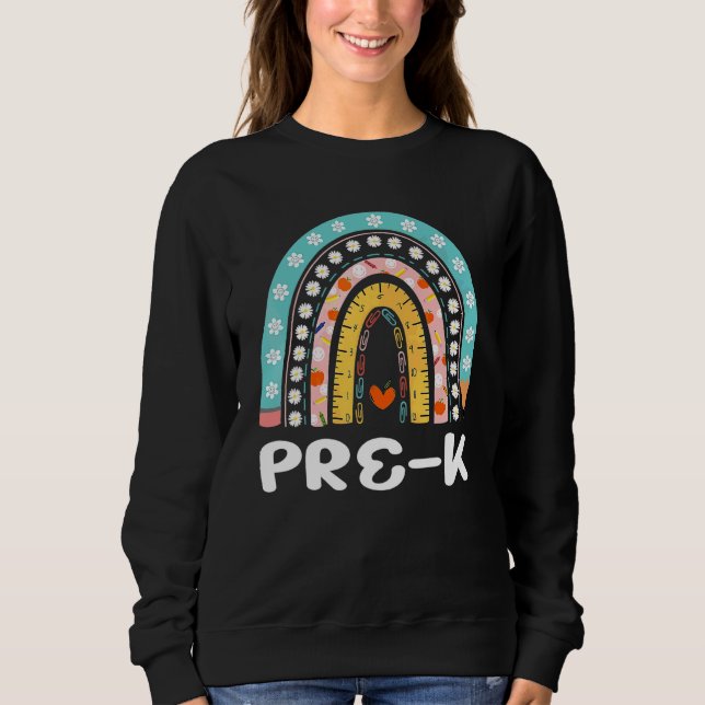 Sweatshirt Boho Arc-en-ciel Pré-K Élève Enseignant Rentrée de (Devant)