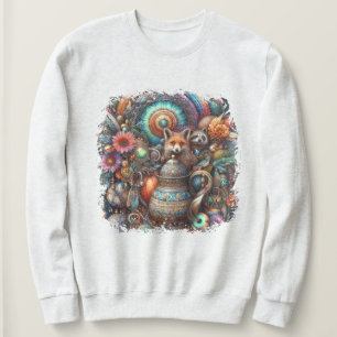 Sweatshirt Boho Fox Raccoon Floral Design