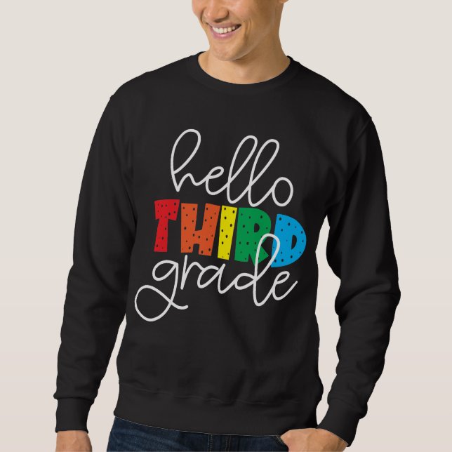 Sweatshirt Bonjour 3e année - Jolie couleur de retour à l'éco (Devant)