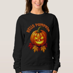 Sweatshirt Bonjour Citrouille Citrouille Lumineuse Jack O Lan